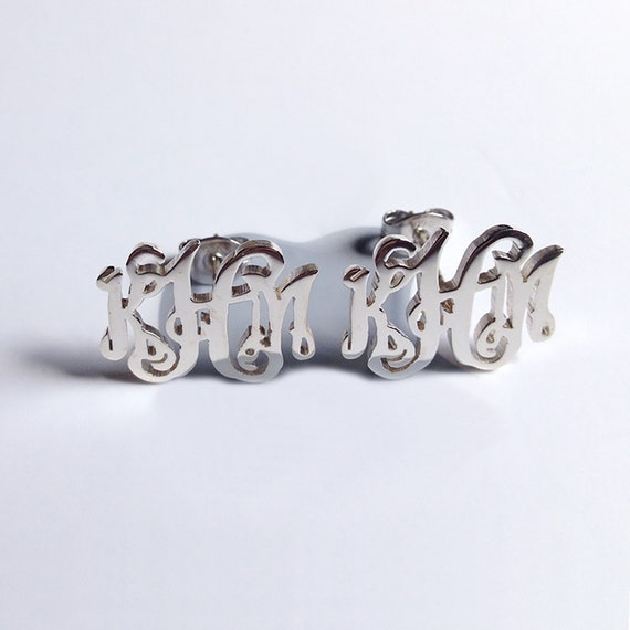 Orecchini A Goccia Cerchio In Argento 925 &ndash; Iniziali Monogramma Personalizzabili, Nuovi