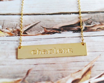 Gold Bar Necklace,Engraved Name Necklace,Gold Coordinates Necklace,Monogram Bar Necklace,Engraved Bar Necklace,Latitude Longitude Jewelry