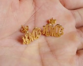 Gold Monogram Earrings,Personalize Earings,any initial Monogram Earings 0.6 quot inch 100 Handmade
