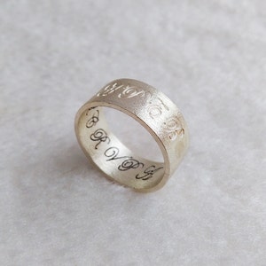 Brushed silver Ring,Edwardian Ring Silver,Personalized Name Ring,Wedding Date Ring,Band Ring,Engraved Monogrammed Ring,Custom Jewelry
