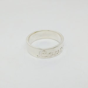 Silver Band Ring,Wedding Date Ring,3 Initial Monogram Ring,Personalized Name Ring,Engraved Monogrammed Ring,Custom Name Jewelry