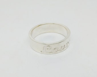 Bague en argent, bague date de mariage, 3 bagues monogramme initiales, bague nom personnalisée, bague monogramme gravée, bijoux prénom personnalisés