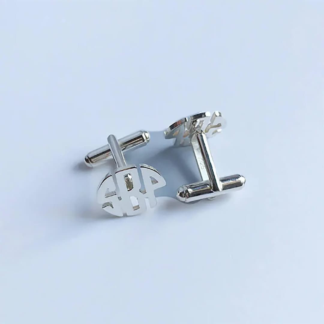 Three Initials Monogram Cufflinks,personalized Wedding Cufflinks ...