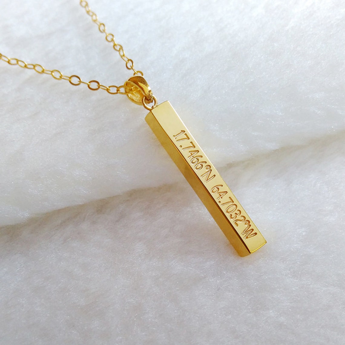 Personalized Engraved Bar Necklacegold Bar Necklacevertical Etsy