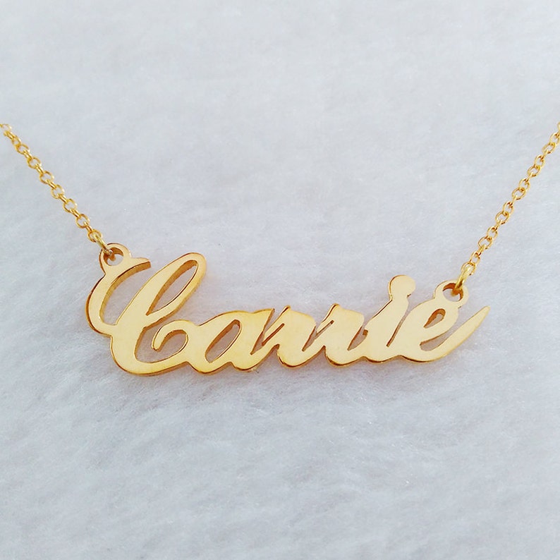 Personalized Name Necklace,Sex and City Name Jewelry,Custom Carrie Name Necklace,Carrie Style Name Necklace Gold,Christmas Gift image 1