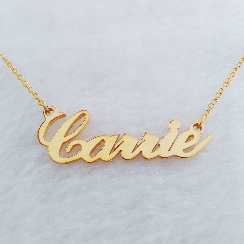 Name Necklace Goldpersonalized Name Necklacecustom Celebrity Etsy