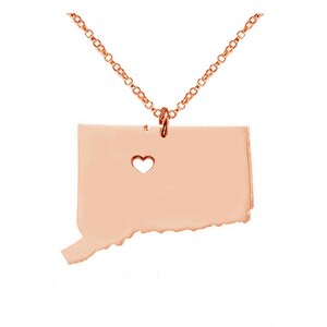 Connecticut State Shaped Necklace,CT State Charm Necklace,Connecticut State Necklace,Personalized State Necklace With A Heart-%100 Handmade