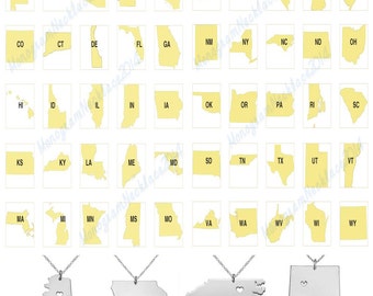 Any State Necklace,925 Sterling Silver State Charm Necklace,State Shaped Necklace Personalized State Necklace With A Heart
