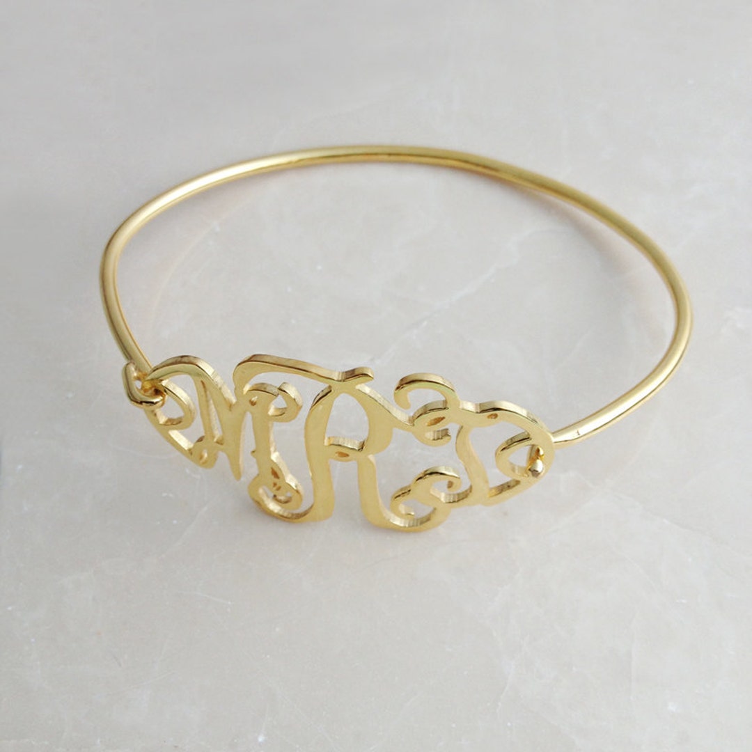 Gold Monogram Bracelet,3 Initial Monogram Bracelet,custom Bracelet,1.5