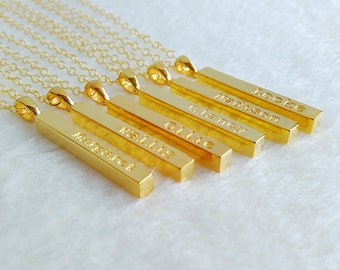 Personalized Name Necklace,Engraved Bar Necklace,Gold Coordinate Necklace,Gold Long Bar Necklace,Custom Latitude Longitude Jewelry,Best Gift
