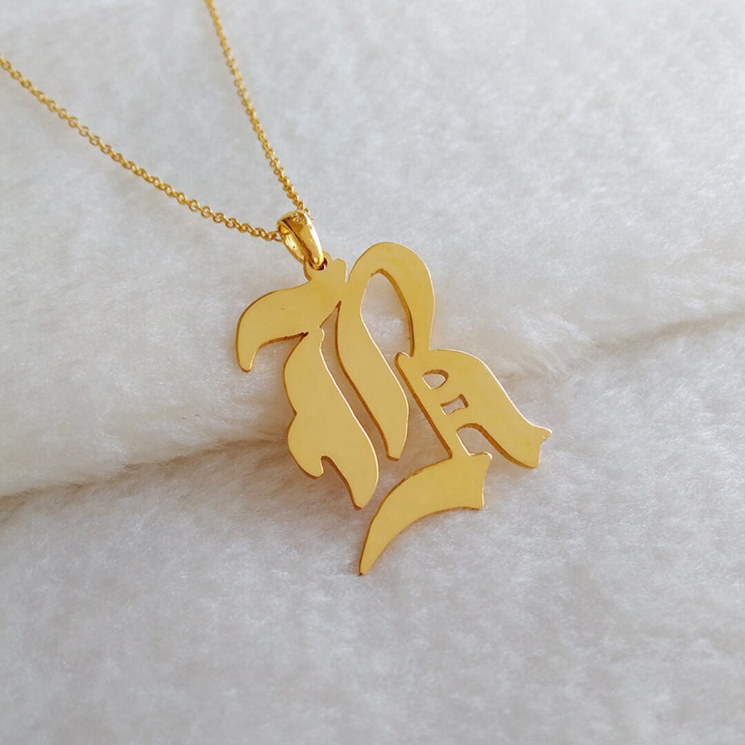 Old English Necklace,single Letter Necklace,gold One Letter Necklace,personalized Carmen Electra