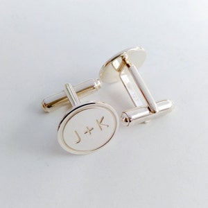 Personalized Wedding Cufflinks,Groom Wedding Cufflinks,Date and Initials Cufflinks,Engraved CuffLinks,Elegant Monogrammed Cufflinks image 3