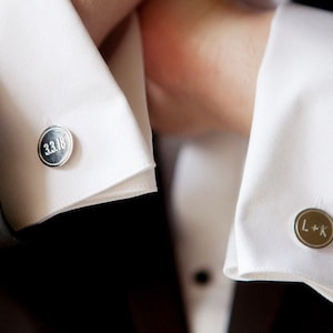 Personalized Wedding Cufflinks,Groom Wedding Cufflinks,Date and Initials Cufflinks,Engraved CuffLinks,Elegant Monogrammed Cufflinks image 5