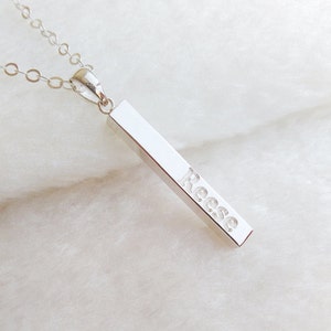 Silver Bar Necklace,Personalized Coordinate Necklace,Engraved Bar Necklace,Silver Long Bar Necklace,Custom Latitude Longitude Jewelry