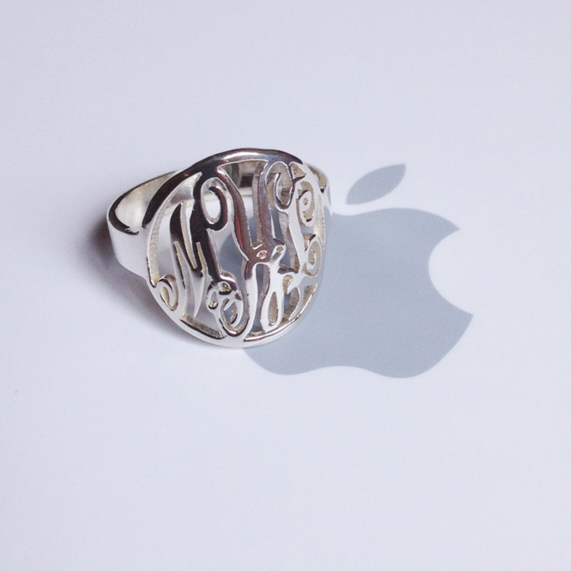 Custom 3 Initial Ring Sterling Silver Monogram Name - Etsy