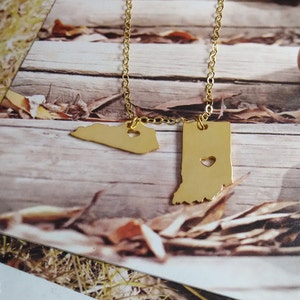 Double State Necklace,Best Friendship Necklace,Two states Necklace,Long Distance Love Gift,Best Friend Gift,Hometown State Jewelry