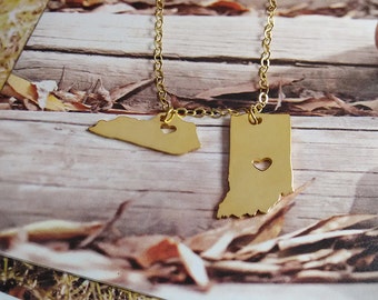 Double State Necklace,Best Friendship Necklace,Two states Necklace,Long Distance Love Gift,Best Friend Gift,Hometown State Jewelry