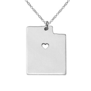 Silver UT State Necklace,Utah State Necklace,Personalized Utah State Necklace ,State Shaped Necklace With A Heart-%100 Handmade