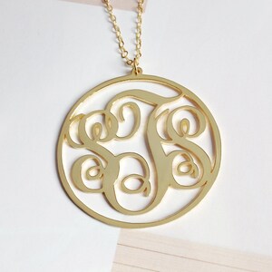 3 Initials Monogram Necklace,Gold Monogram Necklace,Personalized Monogramm Necklace,Gold Letter Jewelry,Best Gift-1.75&quot; %100 Handmade