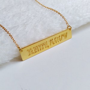 Gold Bar Necklace,Coordinates Necklace,Latitude Longitude necklace,Monogram Bar Necklace,Engraved Bar Necklace,latitude longitude jewelry