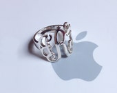 Silver Monogram Ring Initial,0.6 quot Solid 925 Sterling Silver Ring,Cut Out 3 Initial Ring Personalized,Birthday Gift,Monogram Ring Jewelry