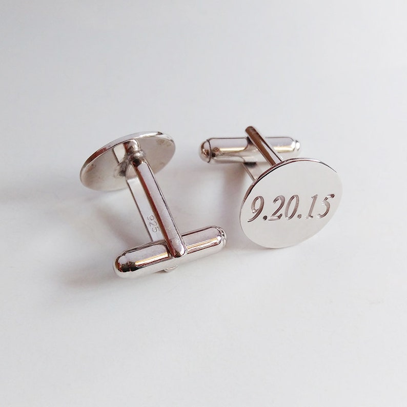 Personalized Wedding Cufflinks,Groom Wedding Cufflinks,Date and Initials Cufflinks,Engraved CuffLinks,Elegant Monogrammed Cufflinks image 2