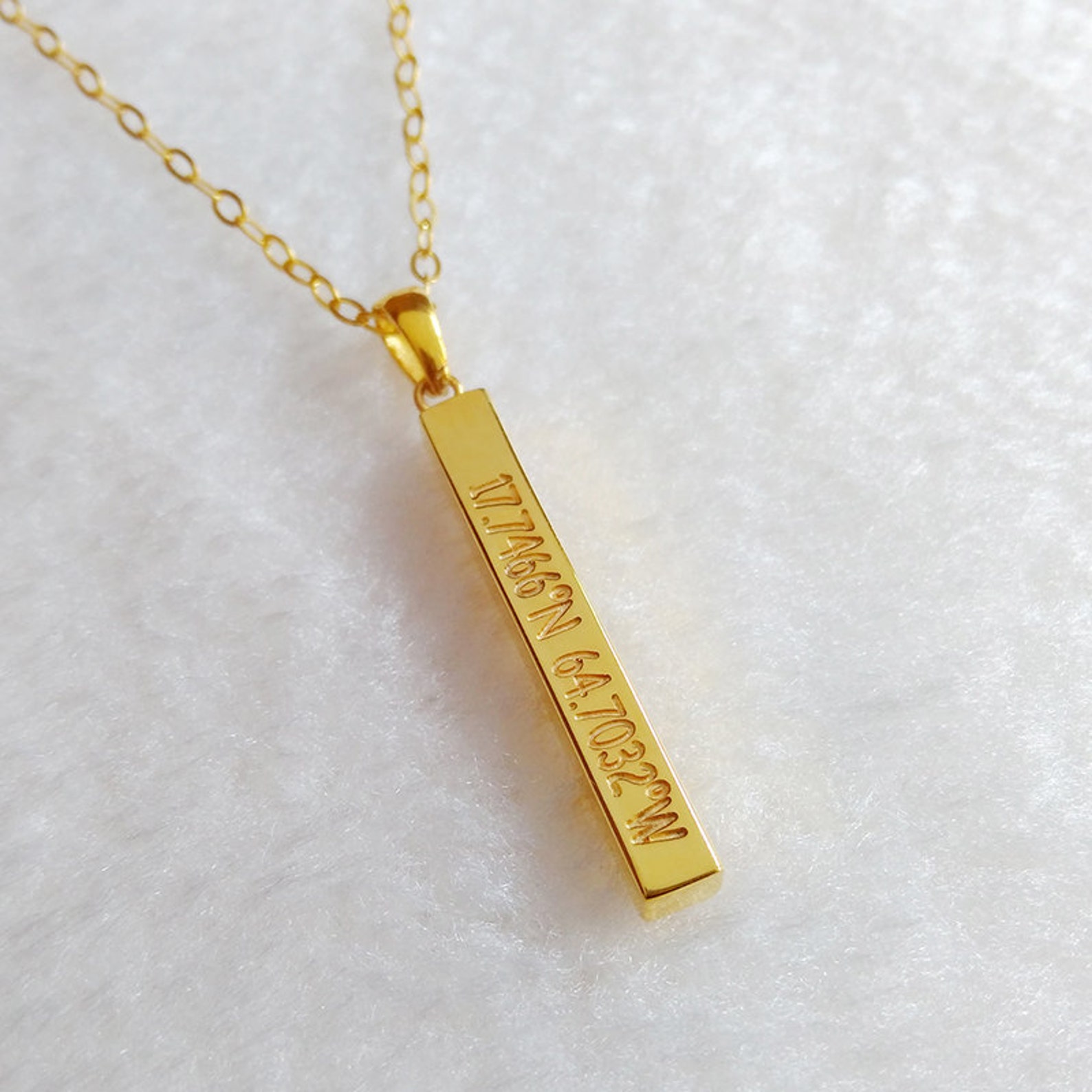 Personalized Engraved Bar Necklacegold Bar Necklacevertical Etsy