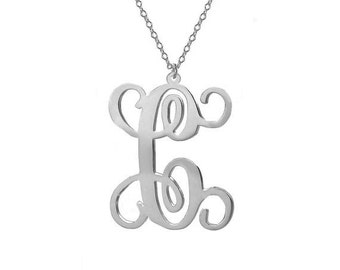 One Letter Necklace,Single Initial Necklace,Personalized Initial Necklace,1" inch Silver One Letter Necklace-%100 Handmade
