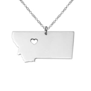 MT State Necklace,Montana State Necklace, Montana State Charm Necklace, State Shaped Necklace Custom Necklace With A Heart-%100 Handmade