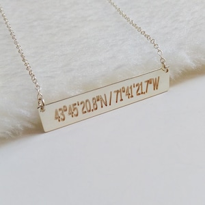 Silver Bar Necklace,Latitude Longitude necklace,Coordinates Necklace,Monogram Bar Necklace,Engraved Bar Necklace,latitude longitude jewelry