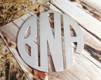 3 Initial Monogram Necklace,Personalized Monogram Necklace,Monogram Necklace Sterling Silver Plated,Nameplate Necklace Letter Jewelry