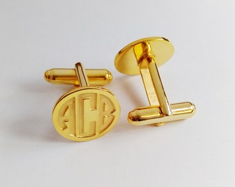 Groom Wedding Cufflinks,Gold Men CuffLinks,Engraved Monogram CuffLinks,Gift for Fathers Day,Elegant Monogrammed Cufflinks