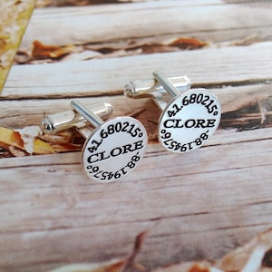 Personalized Coordinates Cufflinks,Groom Wedding Cufflinks,Engraved Latitude Longitude Cufflinks,Anniversary Date Cufflinks