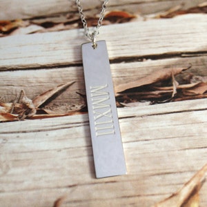 Vertical bar pendant,Bar Necklace,Personalized Bar Necklace,Engraved Bar Necklace,Initial Bar Necklace,Monogram Bar,Nameplate Necklace