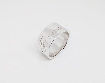 Bague en argent, bague date de mariage, 3 bagues monogramme initiales, bague nom personnalisée, bague monogramme gravée, bijoux prénom personnalisés
