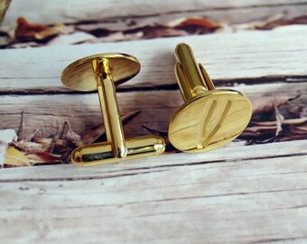 Groom Wedding CuffLinks,Gold Men CuffLinks,Initial Cufflinks,Circle Monogrammed Cufflinks,Engraved Monogram CuffLinks,Gift for Fathers Day