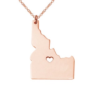 ID State Necklace Idaho State Necklace Rose Gold State Necklace Idaho State Charm Necklace Personalized State Necklace With A Heart