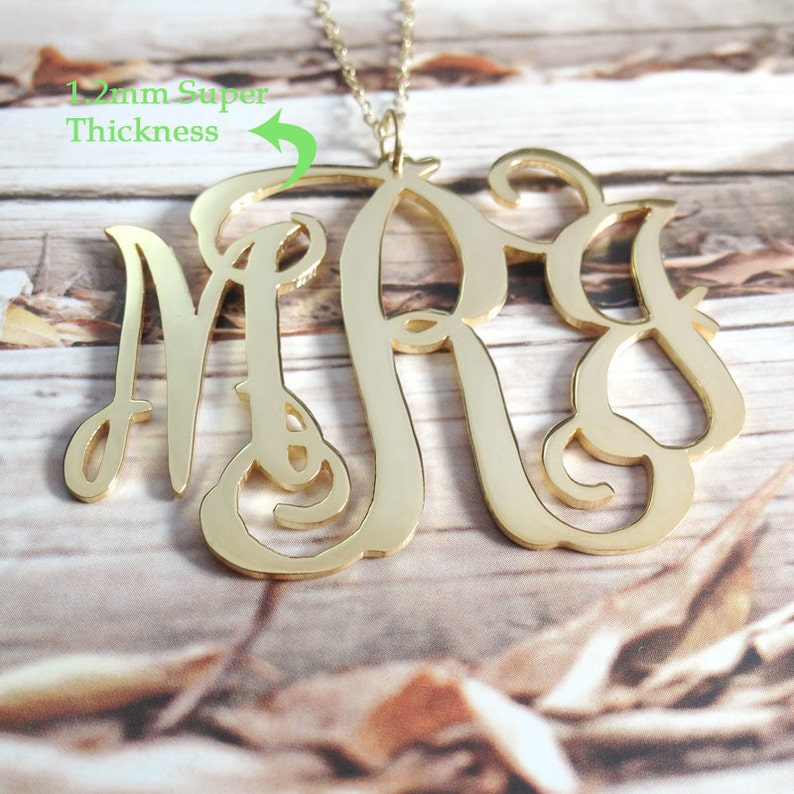 Personalized Monogram Necklace3 Initial Necklace18k Gold Etsy