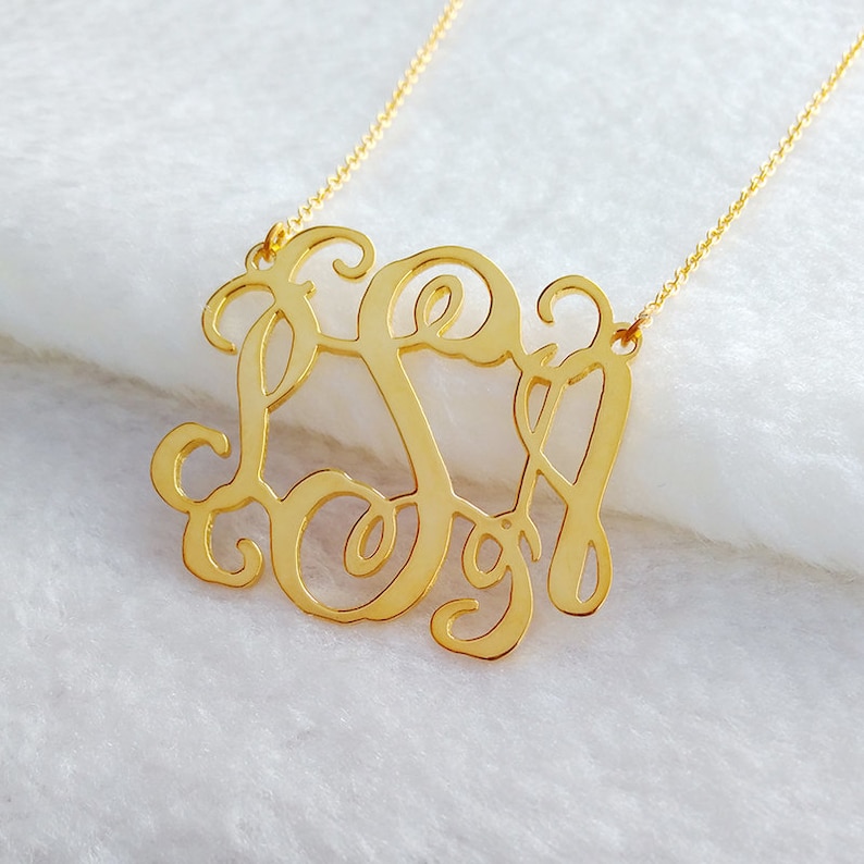 Gold Initial Necklacegold Monogram Necklace1.25 Etsy