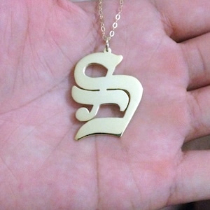 Sterling Silver One Letter Necklace,Single Initial Necklace in Old English Font Nameplate Necklace Personalized  Carmen Electra Style
