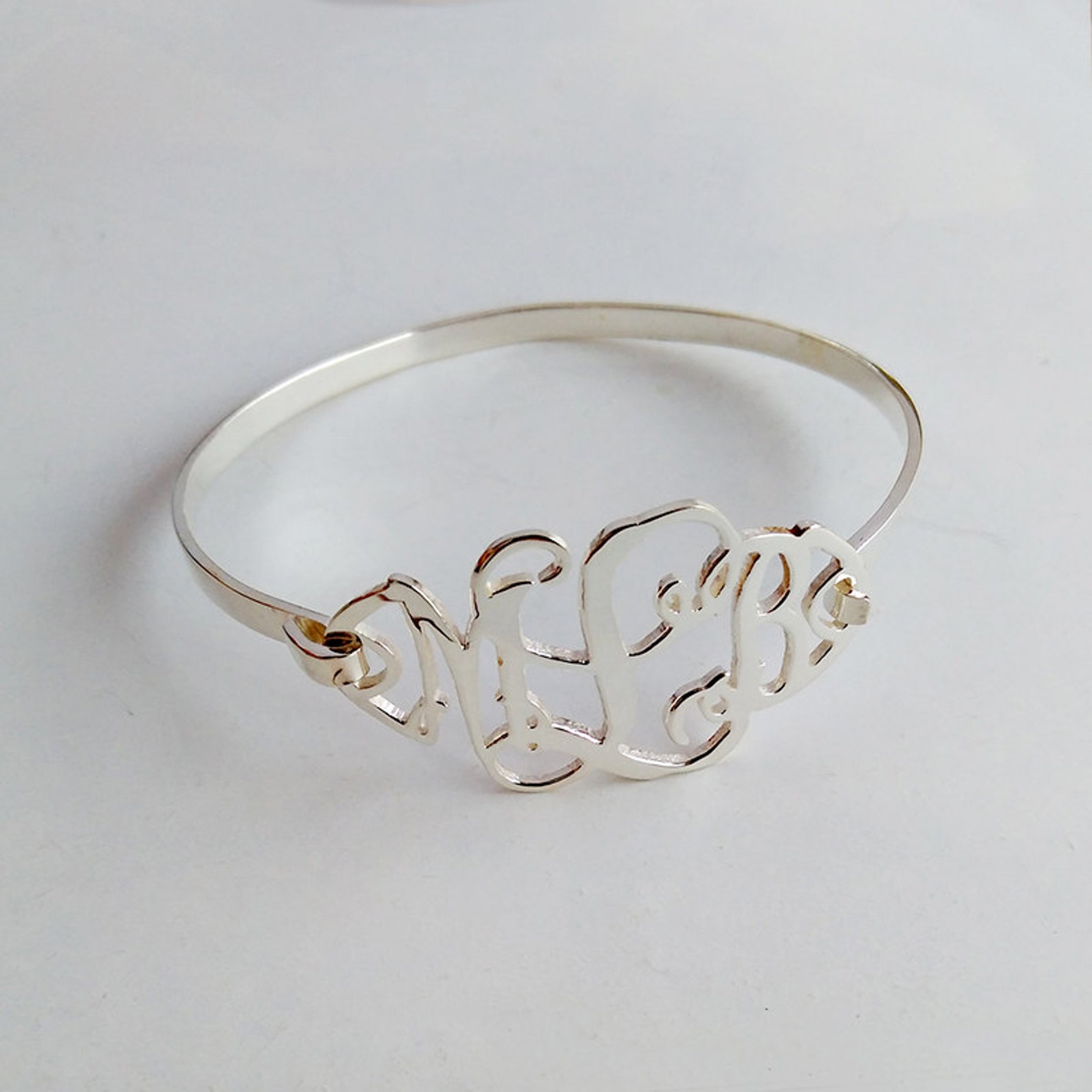 Sterling Silver Monogram Bracelet,3 Initial Monogram Bracelet,1.5 Inch