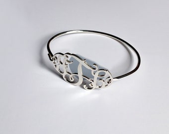 3 Initial Monogram Bracelet,Sterling Silver Monogram Bracelet,Custom Bracelet,Bridesmaid Gift,Name Bracelet-%100 Handmade