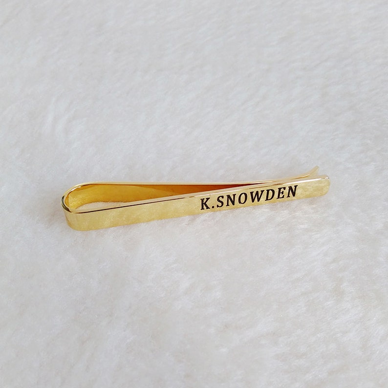 Groom Wedding Tie Clip,Personalized Name Tie Clip,Roman Numeral Tie Clip,Gold Wedding Tie Clip,Engraved Boss Gift Ideas,Father's Day Gift image 1