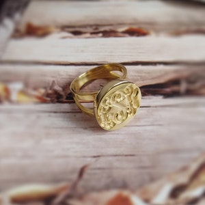 Gold Monogram Ring,Monogram Ring,Personalized Name Ring,Nameplate ring,Engraved Monogrammed Ring,Custom Name Jewelry,Christmas Gift