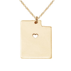 Utah State Necklace,UT State Necklace,Personalized Utah State Necklace ,State Shaped Necklace With A Heart-%100 Handmade