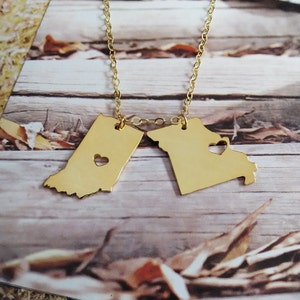 Long Distance Love Gift,Two states Necklace,Double State,Best Friendship Necklace,Best Friend Gift,Hometown State Jewelry
