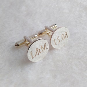 Personalized Wedding Cufflinks,Date and Initials Cufflinks,Groom Wedding Cufflinks,Engraved CuffLinks,Elegant Monogrammed Cufflinks