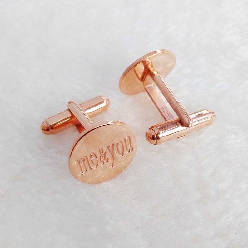 Me And You Wedding Cufflinks,Wedding Date Cufflinks,Rose Gold Personalized Wedding Cufflinks,Monogram CuffLinks,Custom Cufflinks for Groom image 2