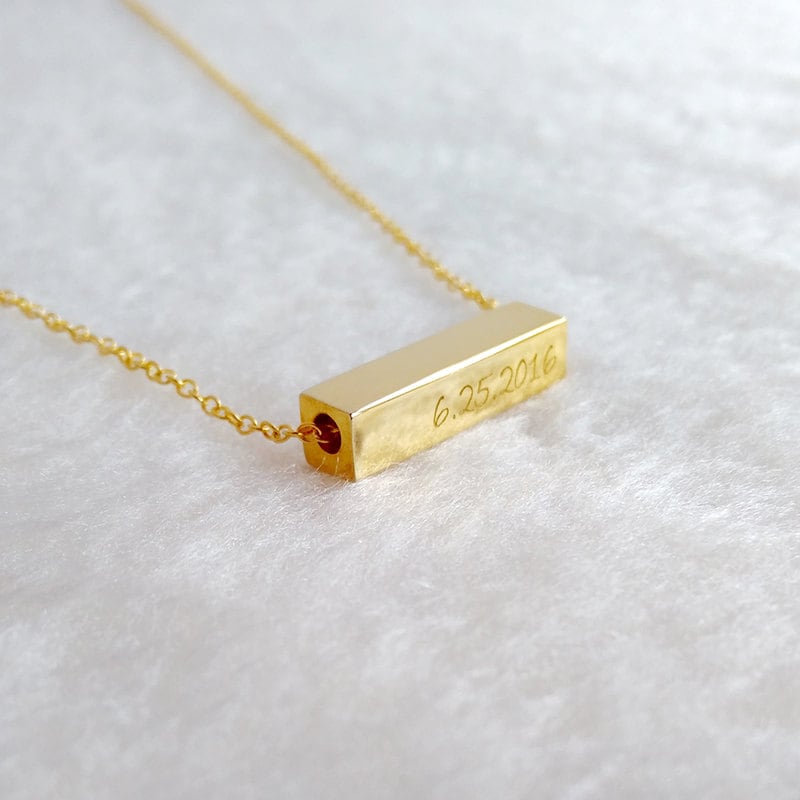 Gold Bar Necklace,horizontal Bar Necklace,vertical Name Bar