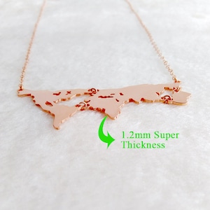 Collier carte du monde en or rose, bijoux terre personnalisés, collier terre mère, cadeau du jour de la Terre, collier de voyage, collier pays, cadeau commémoratif